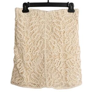 A New Day‎ Crochet Mini Skirt Size S Lined Elastic Waist A Line Festival BOHO